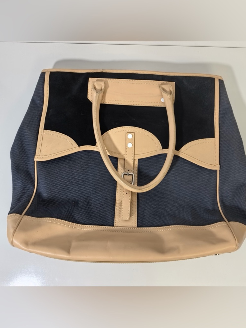 Pre-Owned Balenciaga Canvas Leather Trim Tote Handbag